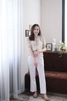 prettythingonme VivienPant -สี offwhite ขายาวทรงขาม้านิดๆ ผ้าญี่ปุ่นเนื้อดีมาก รีดจีบด้านหน้า ใส่แล้วผอมเพียวเก็บหุ่นทรงสวย มีกระเป๋าข้าง