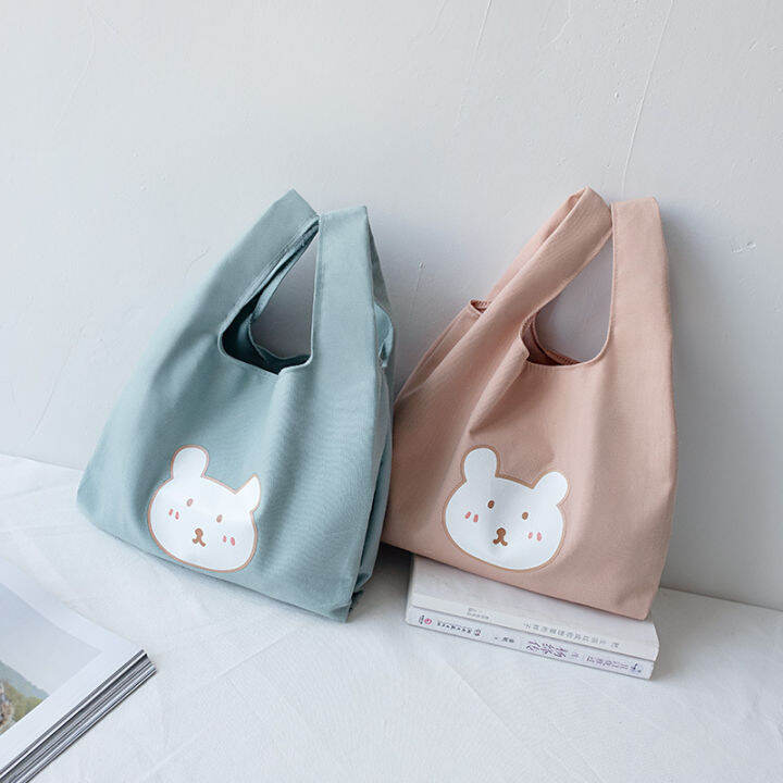 พร้อมส่ง-กระเป๋าผ้า-กระเป๋าถือ-ถุงผ้า-แฟชั่น-ลายน่ารัก-น้องหมี-tote-bag-กระเป๋าผู้หญิง-ส่งของทุกวัน-b001-jordan-intercop