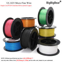 5/10/50M UL1423 PTFE ลวดทองแดงชุบเงิน 38/36/34/30/28/26AWG Micro Fine สูงอุณหภูมิอิเล็กทรอนิกส์ DIY Single Core สาย