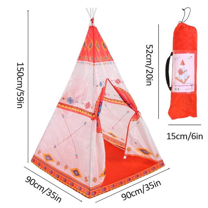 indoor-teepee-tent-easy-to-carry-playhouse-toy-tent-classic-cute-indoor-outdoor-playhouse-tent-indian-tipi-tent-playing-house-for-girls-amp-boys-indoor-amp-outdoor-use-capable