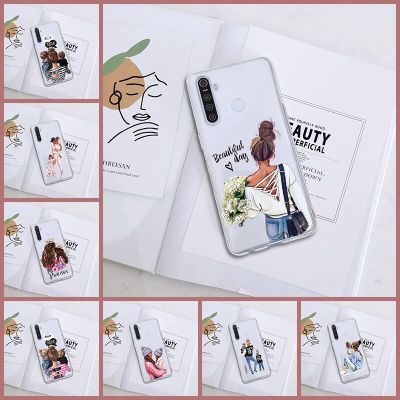 Phone Case For Oppo Realme 5 6 X50 X2 Pro Soft Fashion Black Baby Mom Girl Back Cover For Realme C3 X3 Xt C11 6i X Silicone TPU Electrical Connectors
