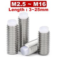 5Pcs POM Machine Rice 304 Stainless Steel Nylon Head Buffer Screw Plastic Head Plunger Top Wire Plastic Wave Bead M2.5 M3 M4 M16