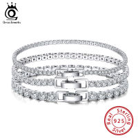 ORSA JEWELS 925 Sterling Silver Tennis celet Women Brilliant AAAA Cubic Zircon celet Fashion Party Hip Hop Pulsera SB93