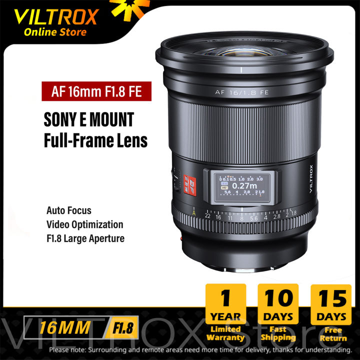 viltrox-sony-e-16มม-เลนส์กล้องถ่ายรูป-f1-8เต็มเฟรมขนาดใหญ่รูรับแสงมุมกว้างพิเศษเลนส์โฟกัสอัตโนมัติพร้อมหน้าจอสำหรับโซนี่-zv-e1-a7rv