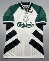 เสื้อฟุตบอล ย้อนยุค ลิเว่อพูล เยือน 1993 Retro Liverpool Away ก้างปลา ขาว-เขียวเรโทร คลาสสิค 1993-95