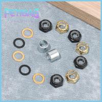 PETIBAG 16pcs คุณภาพสูง ทองดำ กลางแจ้ง ชุด Spacers Axle Nuts อะไหล่สเก็ตบอร์ด Longboard ฮาร์ดแวร์รถบรรทุกสเก็ตบอร์ด วงแหวนความเร็ว