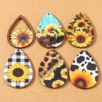 10pcs/Lot Water Drop Shape Wood Sunflower Pendants Charms for Jewelry Making Bracelet Necklace Earring Charm DIY Accessorie DIY accessories and others