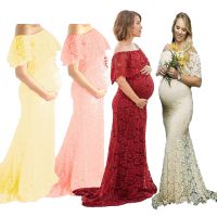 2021 Maternity Dresses For Plus Size Women Pregnancy Dress Photography Props Lace Fancy Maxi Maternity Gown For Photo Shoots