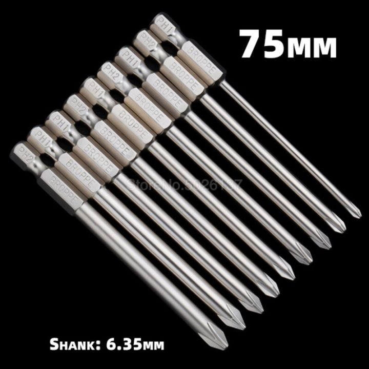 1Pcs 1/4 Inch Hex Shank S2 Alloy Steel Magnetic Cross Head Long Electric Screwdriver Bits Phillips Driver Hand Tools Drill Bit Screw Nut Drivers