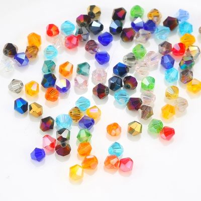 3mm 120Pcs Crystal Glass Bicone Bead DIY Making Jewelry Faceted Sharp Beads Clear AB Color