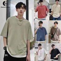 zhouyiping Hatton Gutto COD OOTD เสื้อ oversize ผู้ชาย เสื้อยืดโอเวอร์ไซส์ผู้ชายคอกลมผ้าฝ้าย สองชิ้น 7 สี