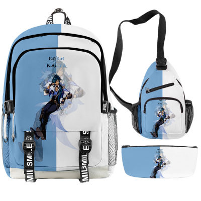 3pcsset Ayaka Ganyu Genshin Impact Backpack Cartoon Anime Oxford Waterproof Travel Laptop Bag Kids Boys Girls Schoolbag