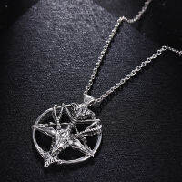 Vintage Pan God Skull จี้สร้อยคอผู้ชายแฟชั่น Pentagram Goat Head จี้ Chain Unisex Luck Alloy สร้อยคอแบบกอธิคเครื่องประดับ-snlm03750