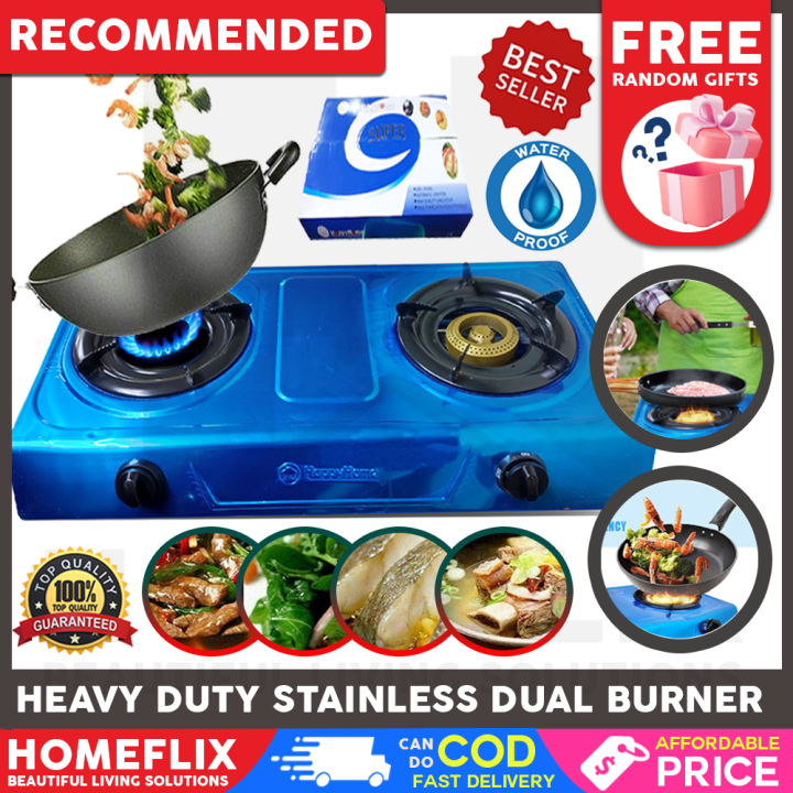 Homeflix Gas Stove Double burner, Stainless body,Heavy duty, Pangluto ...