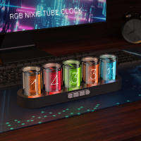 นาฬิกาหลอด Nixie ดิจิตอลพร้อมไฟ LED RGB เรืองแสงสำหรับตกแต่งเดสก์ท็อปที่บ้านบรรจุกล่องสุดหรูสำหรับไอเดียของขวัญ