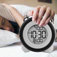 Digital Alarm Clock,Time Date Display Twin Bell Very Loud for Heavy Sleepers Dual Alarm Blue Backlight for Teens