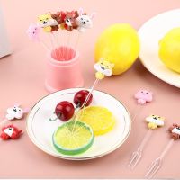 8pc/Set Cartoon Snack Cake Mini Fruit Fork For Children Kid Lunch Dessert Food Fruit Pick Toothpick Bento Lunches Party Decor