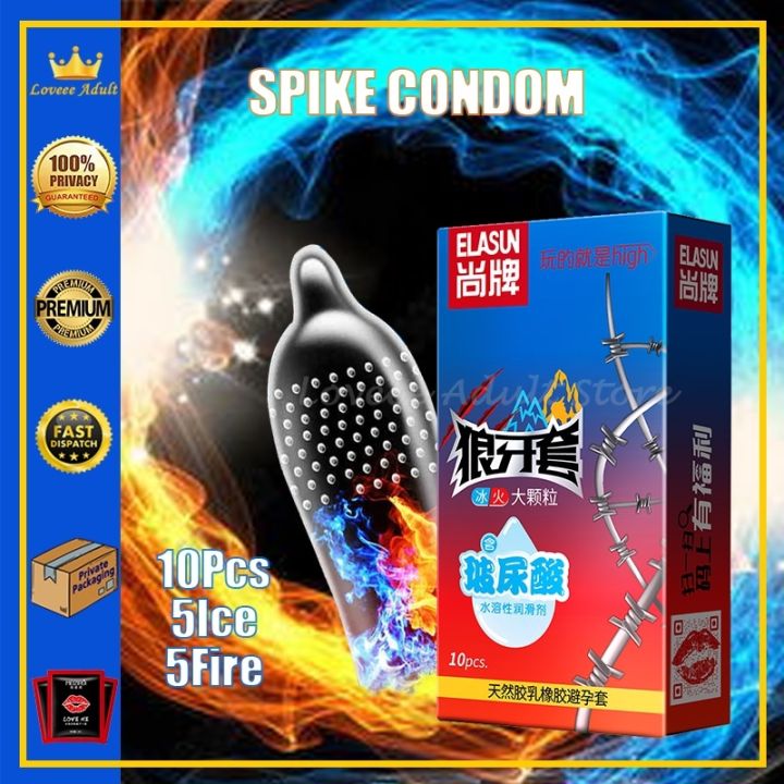 Elasun Thin Condom With Spike Silicon Rubber Condom With Spike For Men