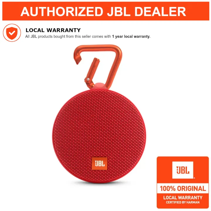 JBL Clip 2 Waterproof Bluetooth Speaker (Red) Lazada PH