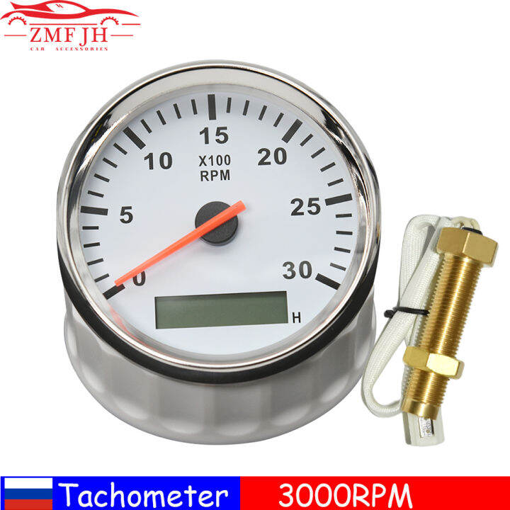 85มม-tachometer-3000rpm-พร้อม-hourmeter-รถบรรทุกเรือดีเซลเครื่องยนต์-tacho-meter-rpm-gauge-m18m16รถเรือ-tachometer-sensor