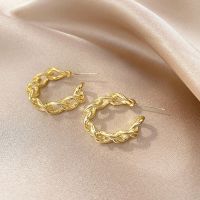 Chain Shape Open Round Shape Earrings Gold Color Korea New Fashion Earstuds Accessory Jewelry