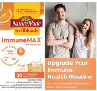 Nature Made Wellblends ImmuneMAX Fizzy Drink Mix, Vitamin C 2000mg  อร่อยชงกินง่าย 30 ซอง