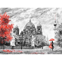 Landscape Street DIY 11CT Embroidery Cross Stitch Kits Needlework Craft Set Printed Canvas Cotton Thread Home Decoration Sale