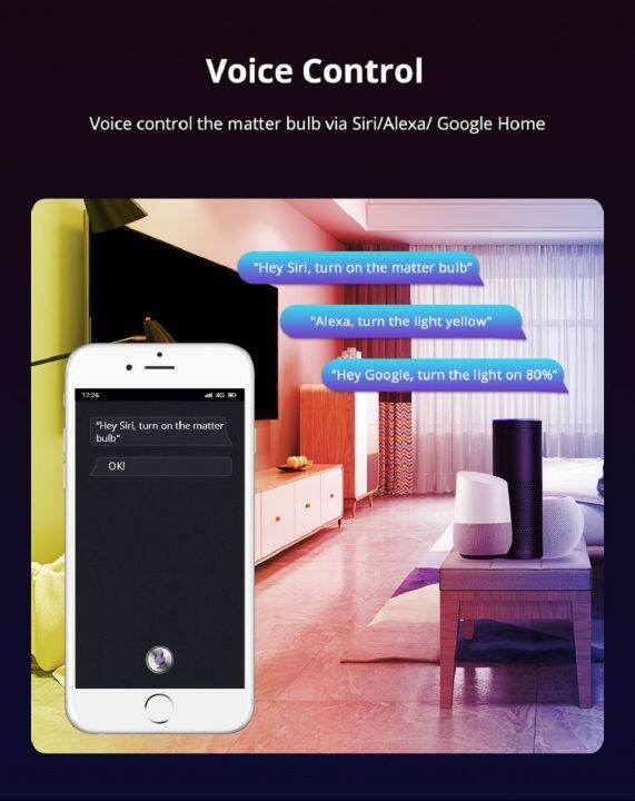 บ้านมีความสุขการเชื่อมต่อโดยตรง-wifi-rgb-หลอดไฟสีขาวควบคุมแอพนำสมัยสนับสนุน-homekit-siri-google-home-alexa-voice-assistant