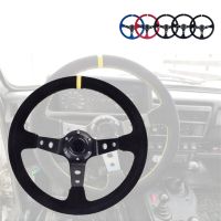 2022 High quality Racing Steering Wheel 350MM Suede Steering Wheel Leather Steering Wheel Drift racing type car accessories