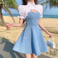 COD DSFGRDGHHHHH Ready Stock Quick Shipment French Shawl Slimmer Look Sling Denim Dress Women 2022 Spring Summer Dress 608