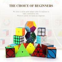 【JCHEN pet supplie】 Qiyi 2X2 3X3 4X4 5X5 Pyraminx RubixCube สติกเกอร์ PuzzleSpeedEducational FunFor เด็ก