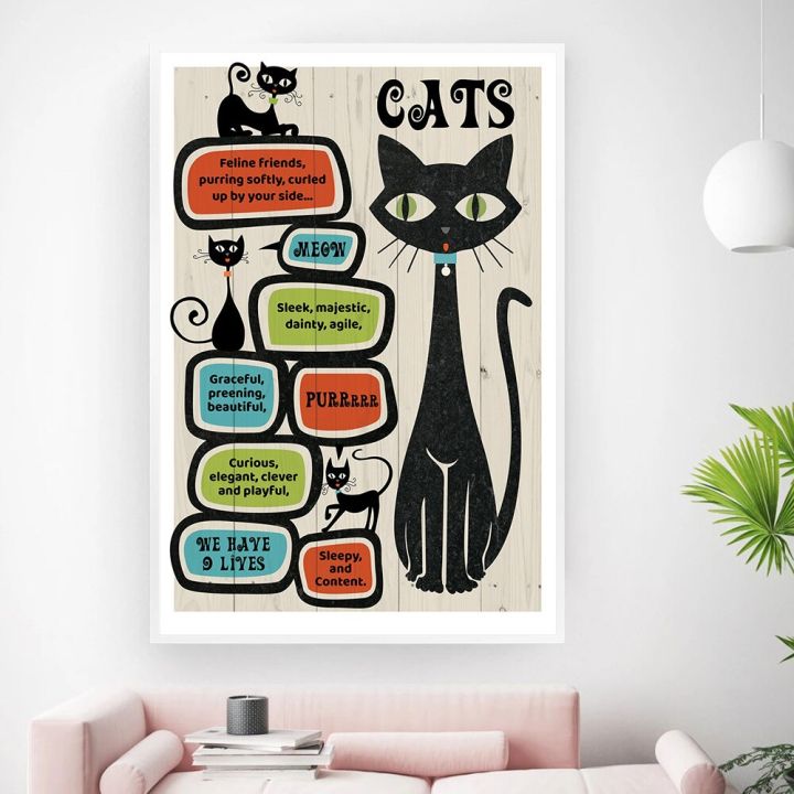 โปสเตอร์คำพูดแมวที่น่าสนใจและพิมพ์-meow-หยิกถัดจากคุณห้องนั่งเล่นตกแต่งบ้านภาพวาดฝาผนังสมัยใหม่-1ชิ้น