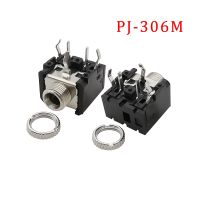 10Pcs Black 3.5mm Jack PJ-306M 3.5MM Stereo Audio Female Jack DIP PCB Connector With Nut PJ306M 5Pin Headphone Socket Adapter