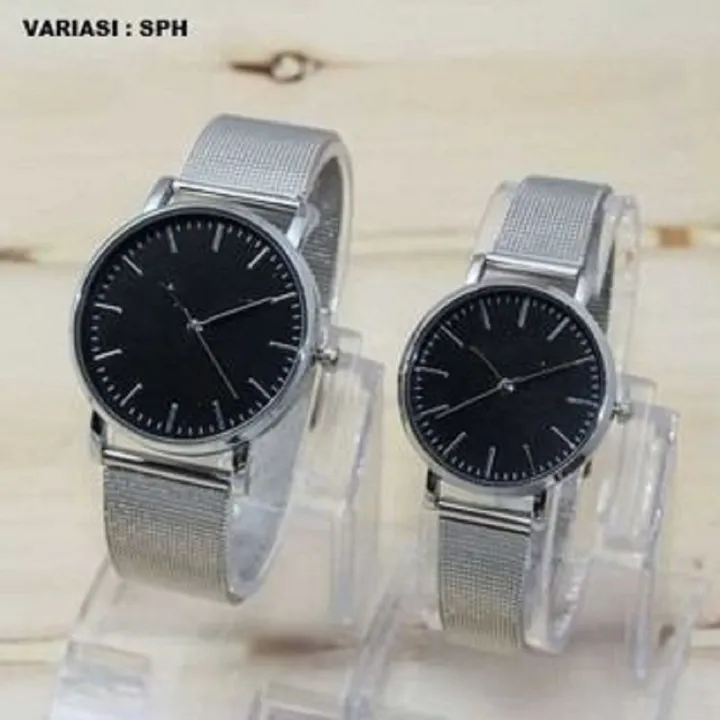 Kaihua Jam Tangan Couple Rantai Pasir Silver Plat Putih 5 Warna