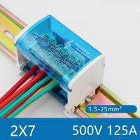 【CW】 5 UK207 Wire Distribution 2 In 12 Out 220V Guide Rail Household Current Parallel Connection Terminal Row 2X7