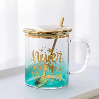 Star glass mug Change Colour Cartoon coffee mug Milk Mugs With Spoon &amp; Cover Starry sky Thermos glasses for Student Drinking