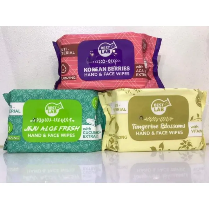 SQ Best Lab Antibacterial Moisturizing Hand and Face Wipes with Vitamin E, 100 Pieces Wipes