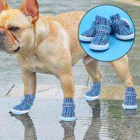 [ราคาถูก]4Pcs Blue Non-สุนัขผ้านุ่มรองเท้ากีฬากลางแจ้ง Breathable Puppy รองเท้าผ้าใบหมายเลข Puppy Shoes 5