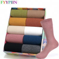 Womens Socks New 10 Color set black Pure Color Cotton Socks High Quality Casual creamy-white Socks women No Box