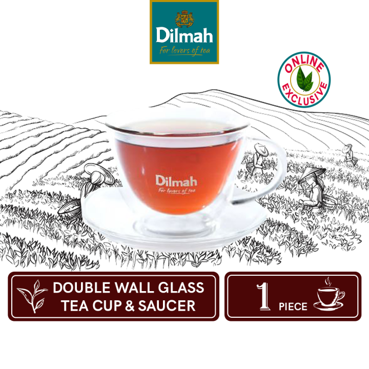 Dilmah Endane Double Wall Glass Tea Cup & Saucer 220ml (1 Set/Pack