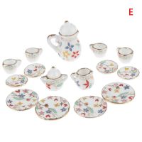 2023 1Set Ceramic Scale 1:12 Doll House Miniature Porcelain Tea Cup Set Tableware Kitchen Dollhouse Teapot DIY Toys kid gift