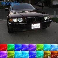 ไฟหน้า Rgb หลายสีแอลอีดีแหวนเฮโลตานางฟ้า Drl Rf รีโมทคอนโทรลสำหรับ Bmw 7 Series E38 1994 2001 4x131mm ล่าสุด