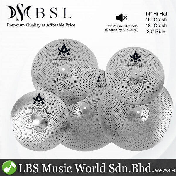 BSL 5 Piece A Series Silent Cymbals with 14