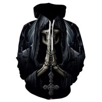 2023 style Anime New Gothic Skull S Hip Hop WoS 3D Sweatshirt Print Fake Denim Jacket Hoodie Black Pullover Худи，can be customization