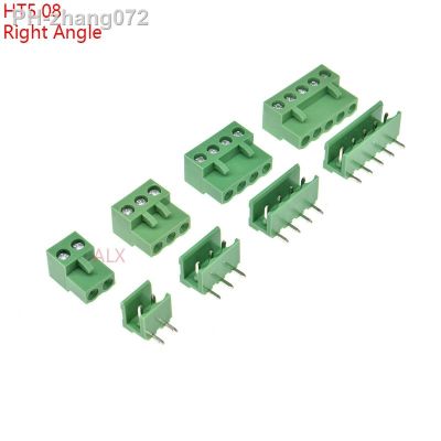 10SETS HT5.08 2/3/4/5/6/7/8/9 pin RIGHT ANGLE pcb screw terminal block connector 5.08MM pitch PLUG Straight PIN HEADER SOCKET