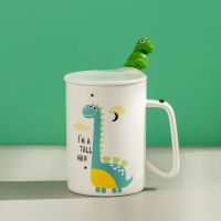 420ml Creative Cute Couple Cup Milk Cup Office Cup with Lid Spoon Girl Gift Ceramic Cup Cartoon dinosaur Coffee Mug lovely