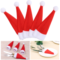 10pcs Christmas Tableware MINI caps หมวกคริสต์มาสมีดส้อมช้อนผู้ถือคริสต์มาสหน้าแรกตกแต่งตารางห้องครัว accessoriesho TT