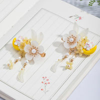 Hanfu headwear, ancient style childrens pair clip, daily cute osmanthus rabbit hair clip, national style hair accessory, step shaking tassel clip  7T9X