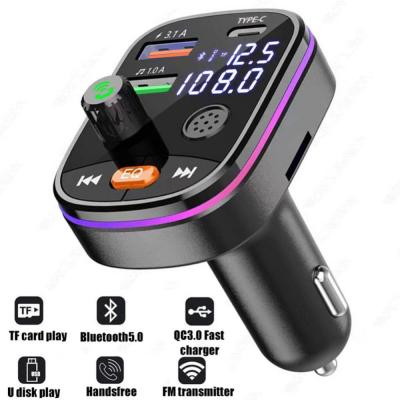 Car Kit Fm Modulator Universal Pd 20w Car Charger 5.0 Wireless Dual Display Fm Transmitter Car Accessories Durable Car Chargers