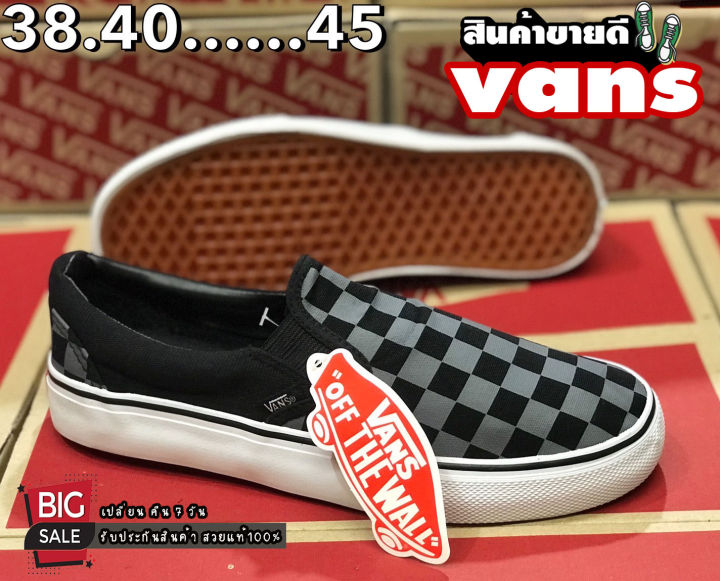 รองเท้าvans-slip-on-สีดำล้วน-ควรเผื่อไซส์-รองเท้าผ้าใบ-รองเท้าชาย-หญิง-รองเท้าทำงาน